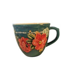 The Pioneer Woman Bloom Coffee Mug 16oz Tea Cup Floral Teal Pink Stoneware